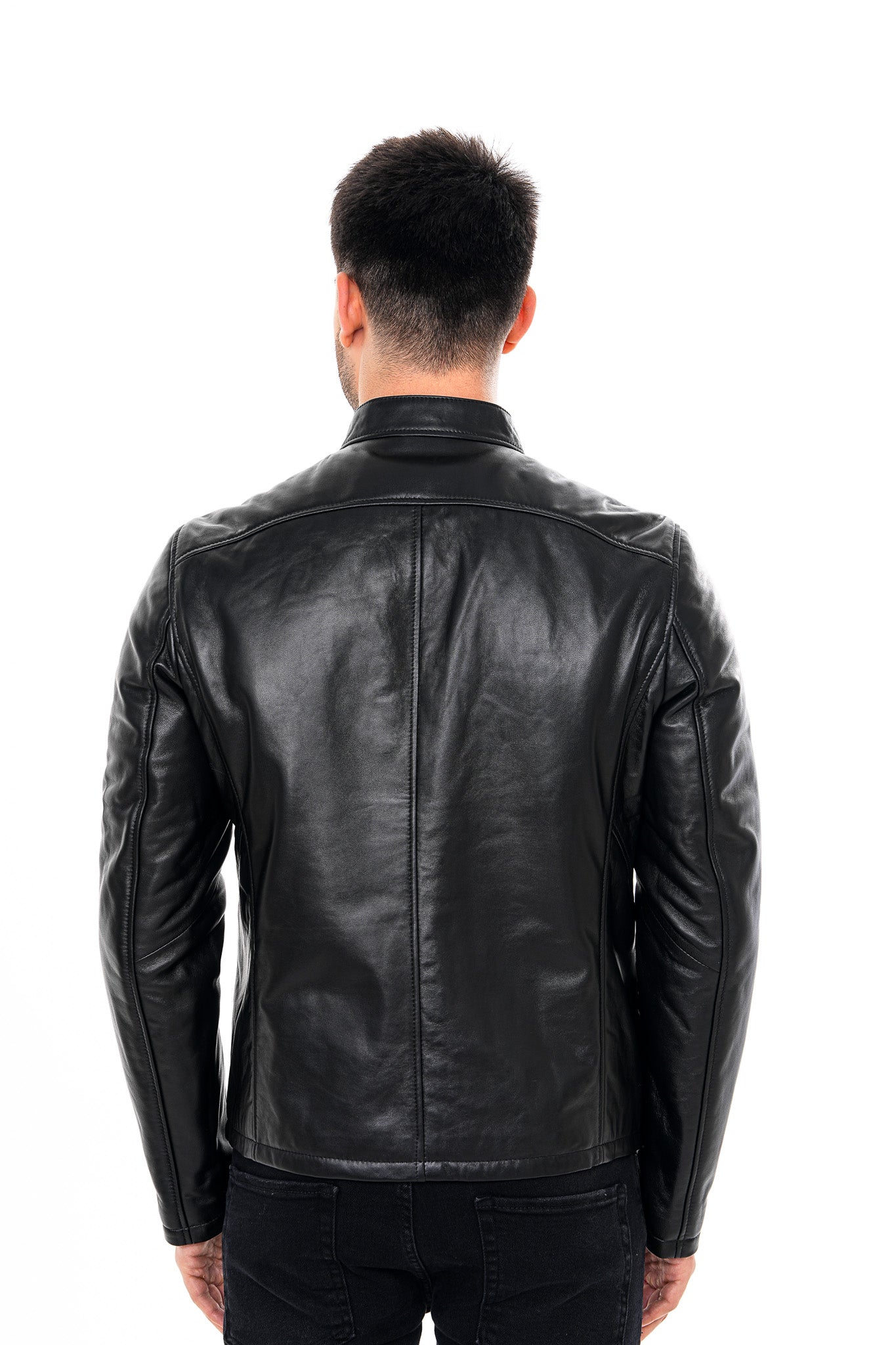 La chaqueta para hombre Falcon de cuero negro liso