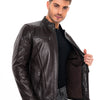 The Falcon Dark Brown Smooth Leather Men Jacket