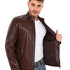 The Falcon Brown Pebbled Leather Men Jacket