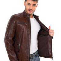 The Falcon Brown Pebbled Leather Men Jacket