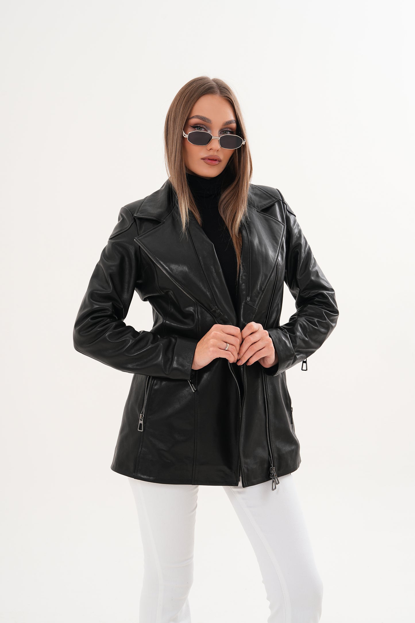 The Alessia Black Leather & Fox Fur Women Jacket