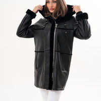 The Belluna Black Shearling Women Jacket
