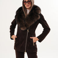 The Alessia Brown Leather & Fox Fur Women Jacket