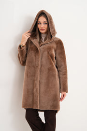 The Aurelia Brown Chaqueta de Cuero para Mujer Reversible con Forro de Borrego
