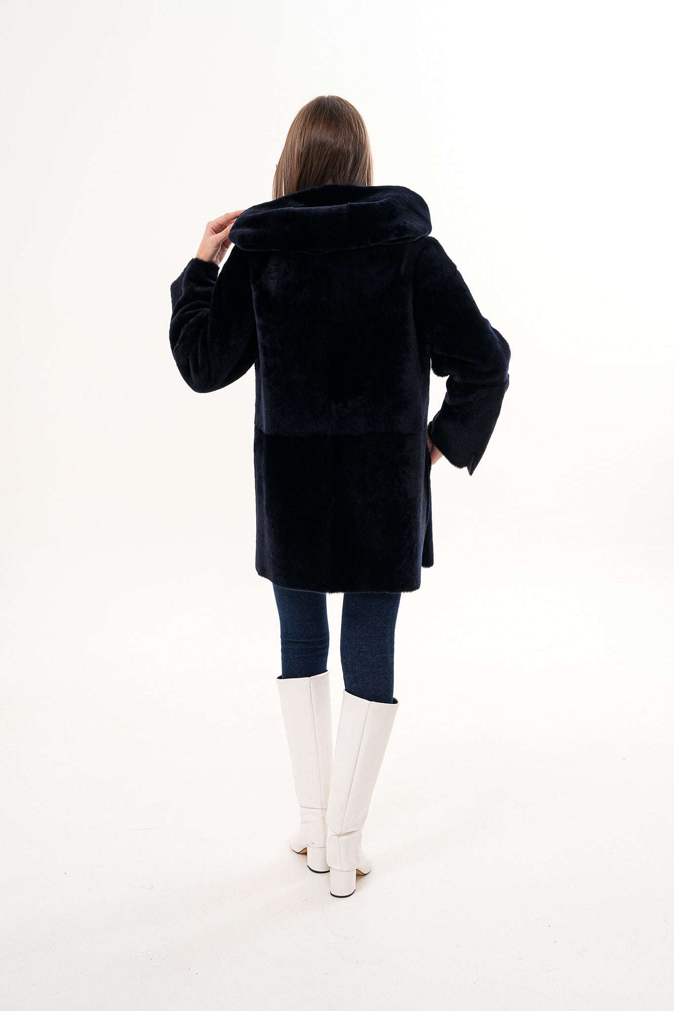 The Portofino Chaqueta Reversible de Mujer en Piel de Oveja Negra
