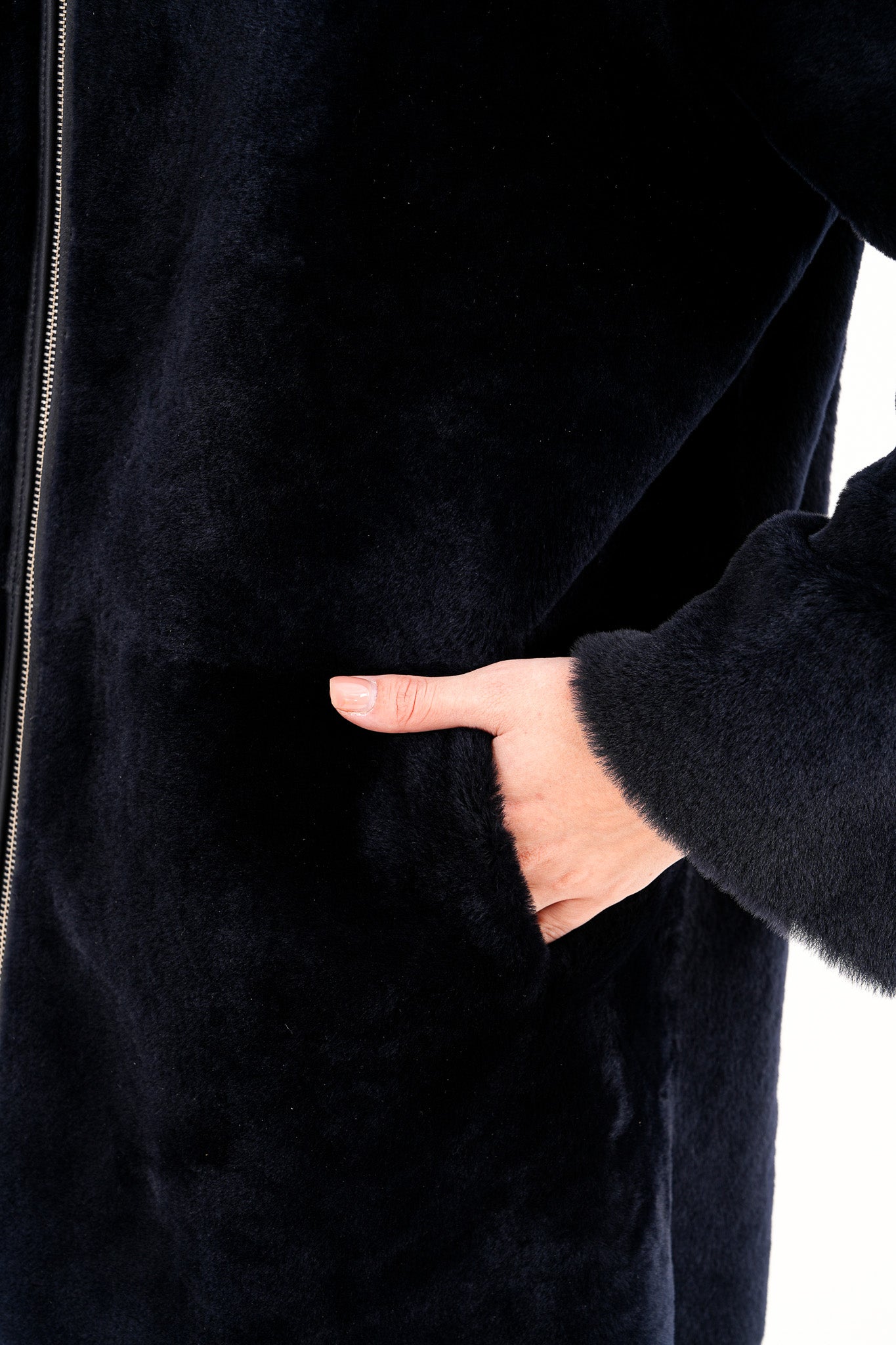The Portofino Chaqueta Reversible de Mujer en Piel de Oveja Negra