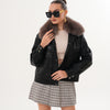 The Auretta Black Textured Leather Women Jacket