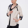The Nyxara Reversible Hooded Beige Leather Women Jacket