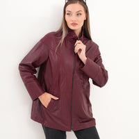 The Sierra Chaqueta de Cuero para Mujer en Burdeos