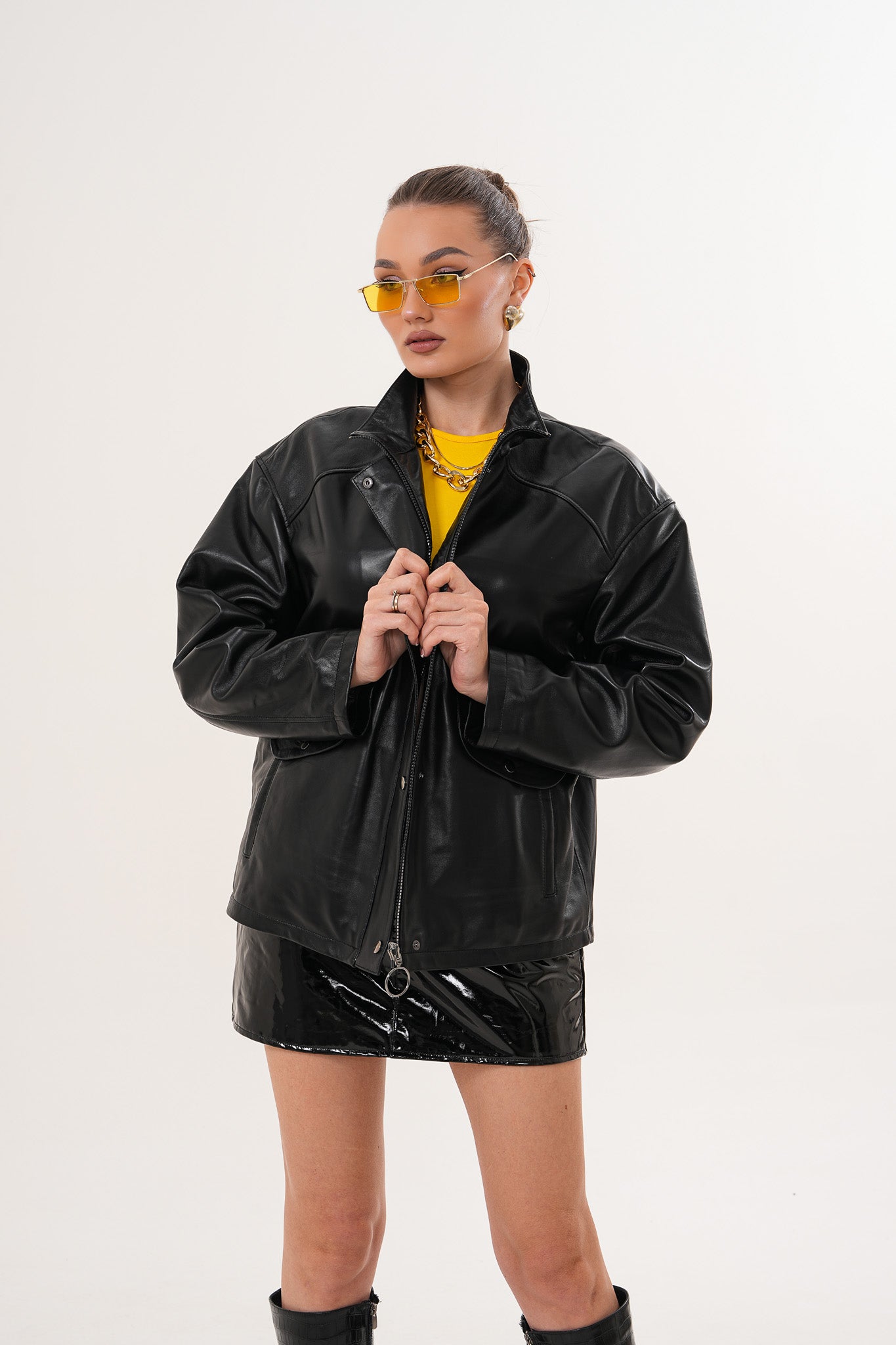 La chaqueta de cuero negra Nox para mujer
