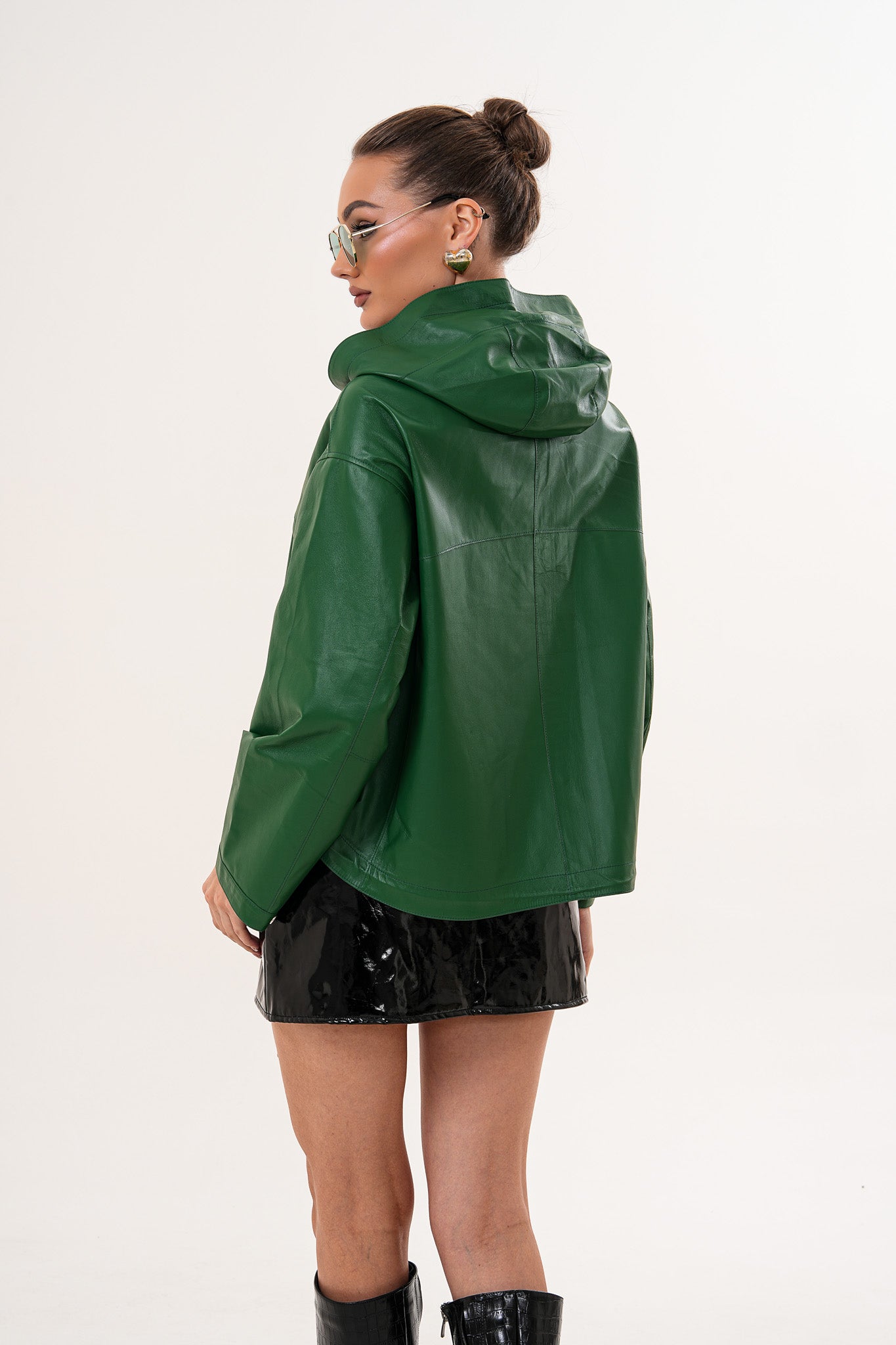The Calyra Reversible Leather Women Jacket – Emerald Green