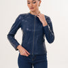 La Chaqueta Reversible De Cuero Azul Marino Para Mujer Nyvessa