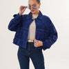 The Velmira Reversible Navy Blue Suede Leather Women Jacket