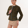 Chaqueta de Cuero Reversible para Mujer Nyvessa – Verde Oliva