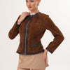 Nyvessa Chaqueta Reversible De Ante Marrón & Cuero Marrón Oscuro Para Mujer