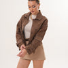 Chaqueta reversible de ante y cuero marrón para mujer Velmira