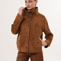 The Ravessa Reversible Brown Suede & Leather Women Jacket