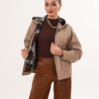 La chaqueta de cuero reversible para mujer Calyra – Taupe