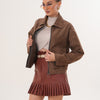 Elvoria Reversible Taupe / Suede Brown Leather Women Jacket