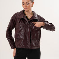 The Ravelyn Burgundy Leather Women Jacket