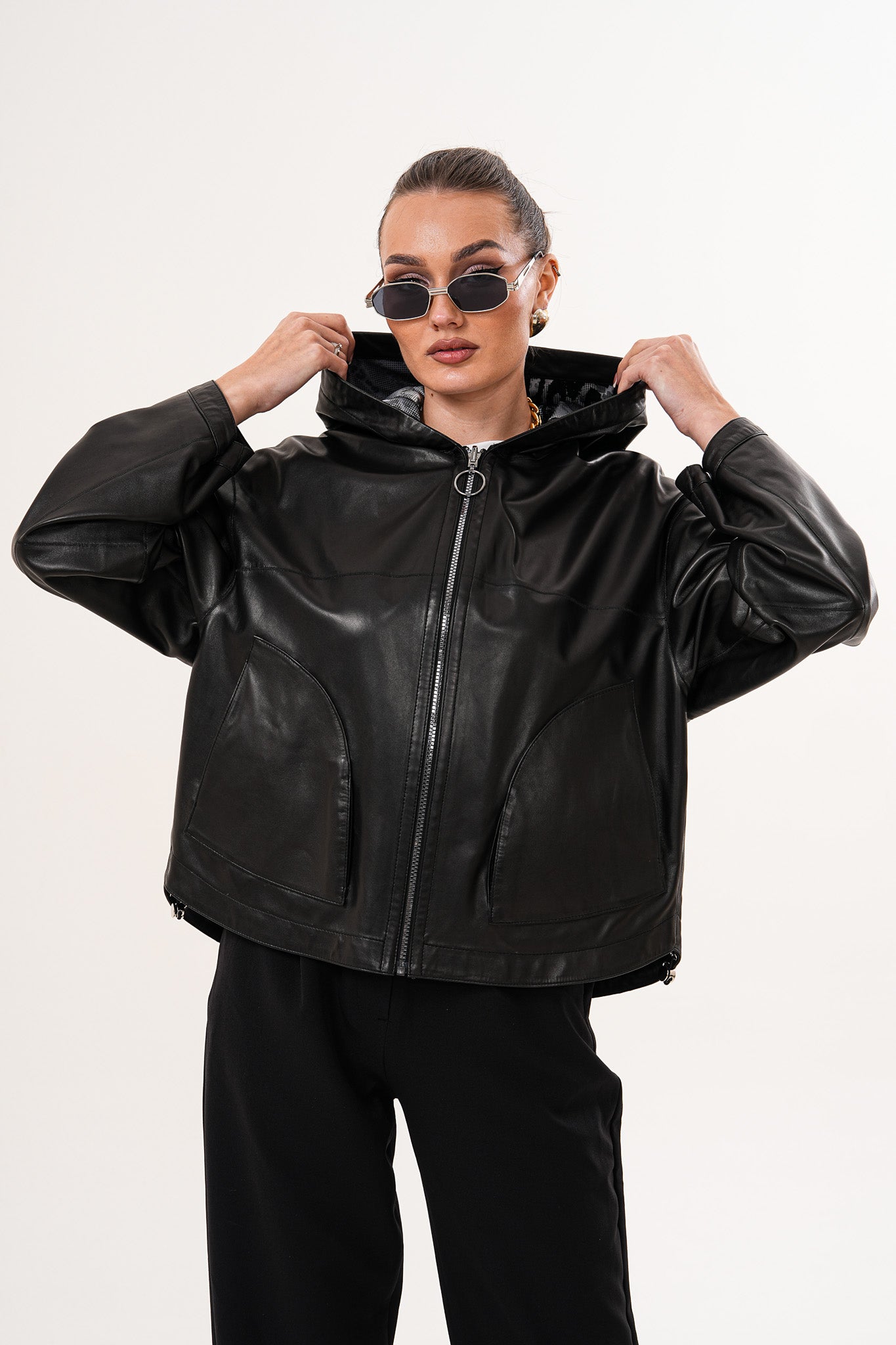 The Calyra Reversible Leather Women Jacket – Black