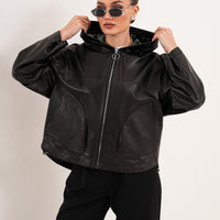The Calyra Reversible Leather Women Jacket – Black
