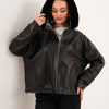 La chaqueta de cuero para mujer Velora Black reversible en piel de borrego