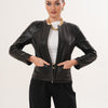 The Nyvessa Black Leather Women Jacket
