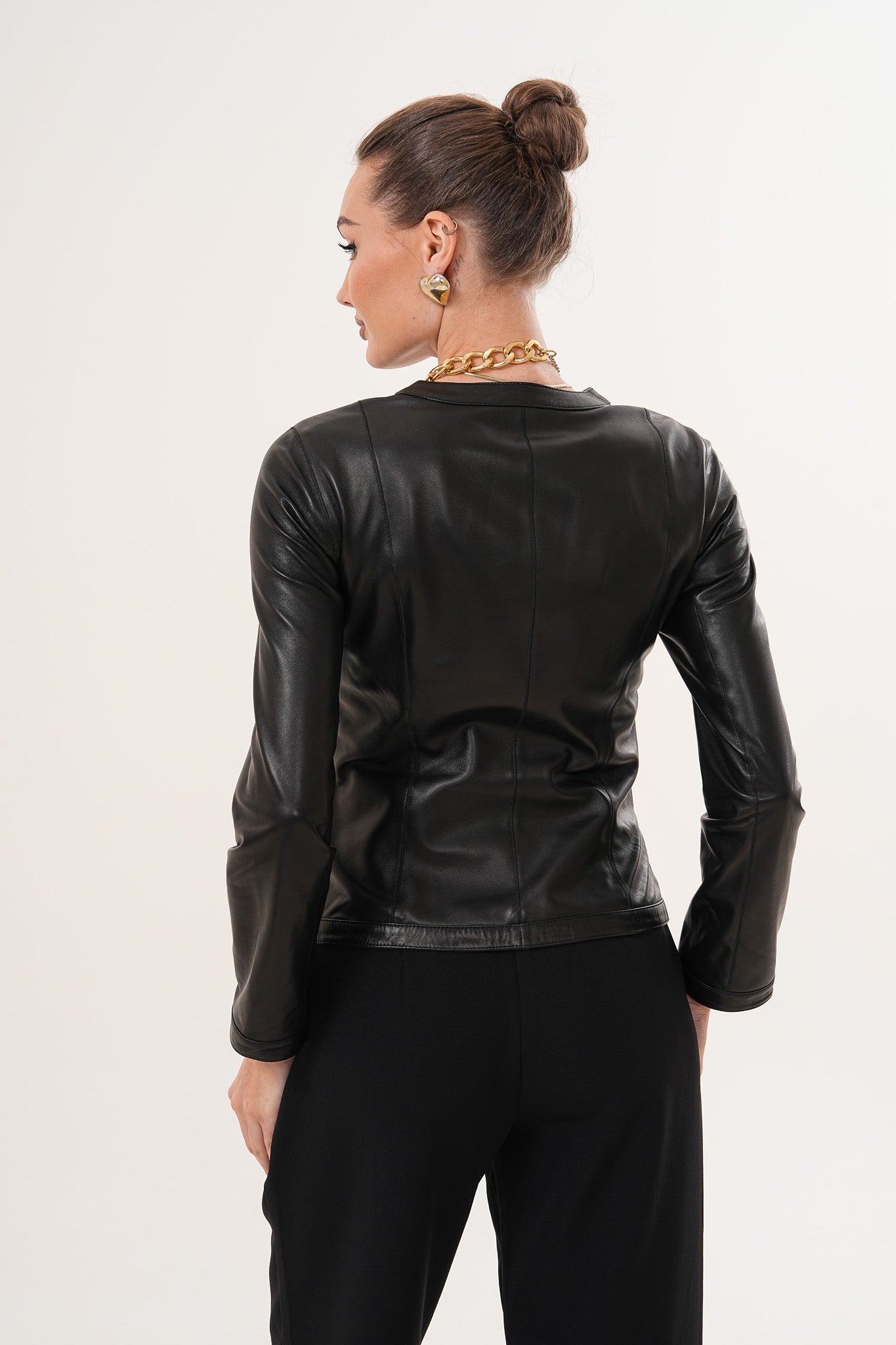 La Chaqueta de Cuero Negra Nyvessa para Mujer