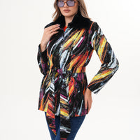 The Mirage Brushstroke Multicolor Leather Women Jacket