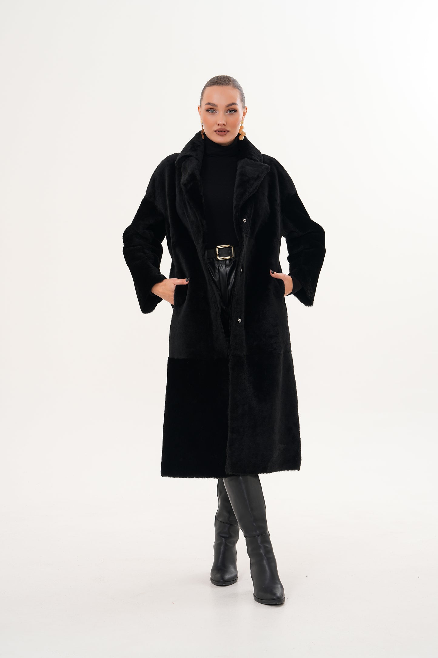 The Emilia Black Reversible Shearling Leather Women Jacket
