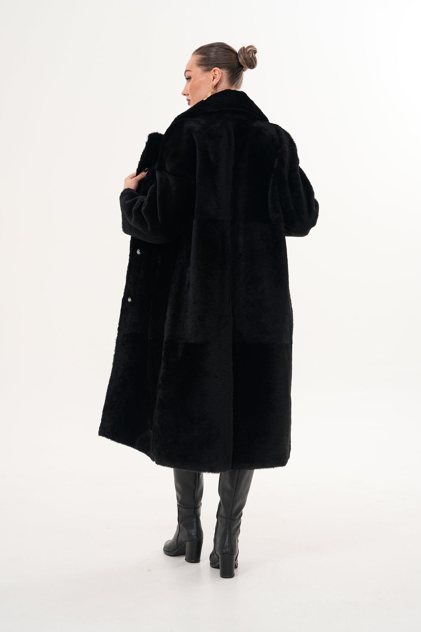 The Emilia Black Reversible Shearling Leather Women Jacket