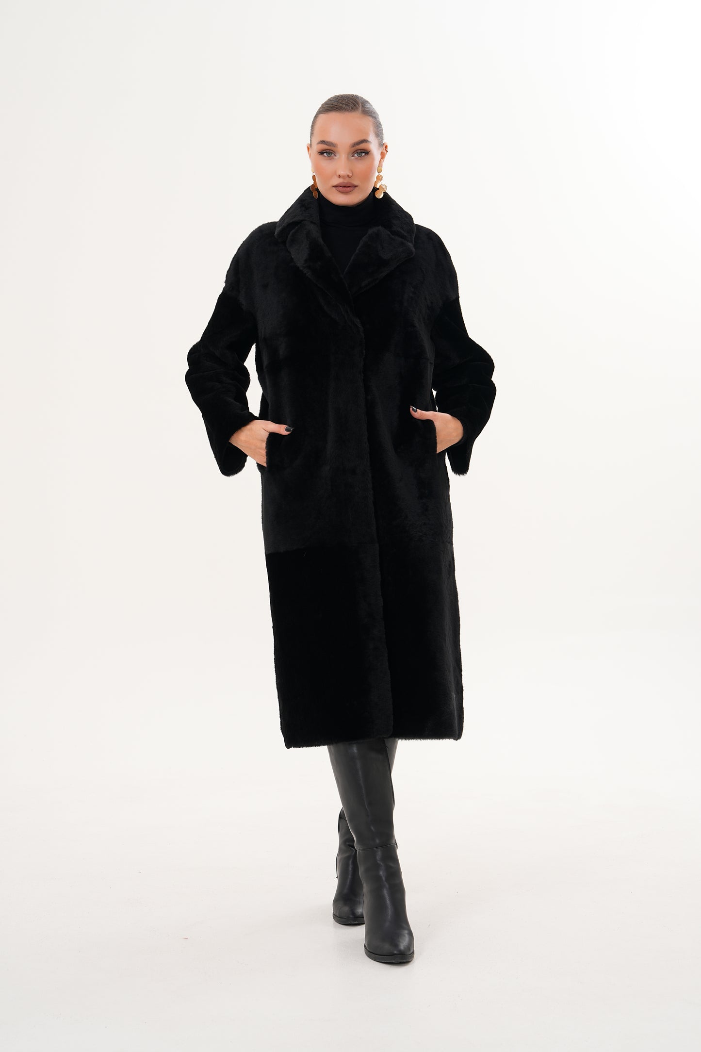 The Emilia Black Reversible Shearling Leather Women Jacket