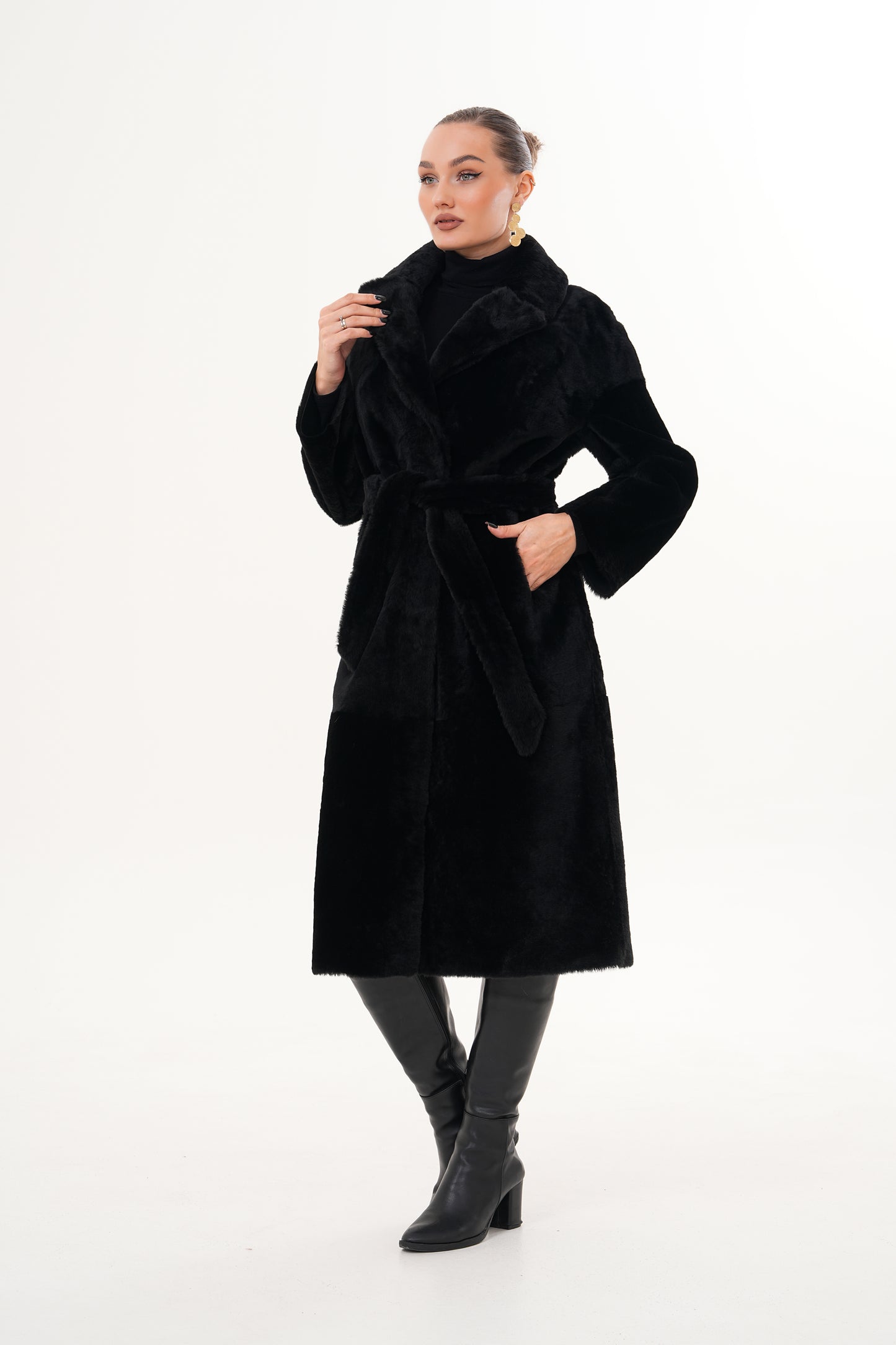 The Emilia Black Reversible Shearling Leather Women Jacket