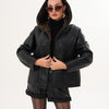 The Arlena Black &amp; Leopard Shearling Leather Women Jacket