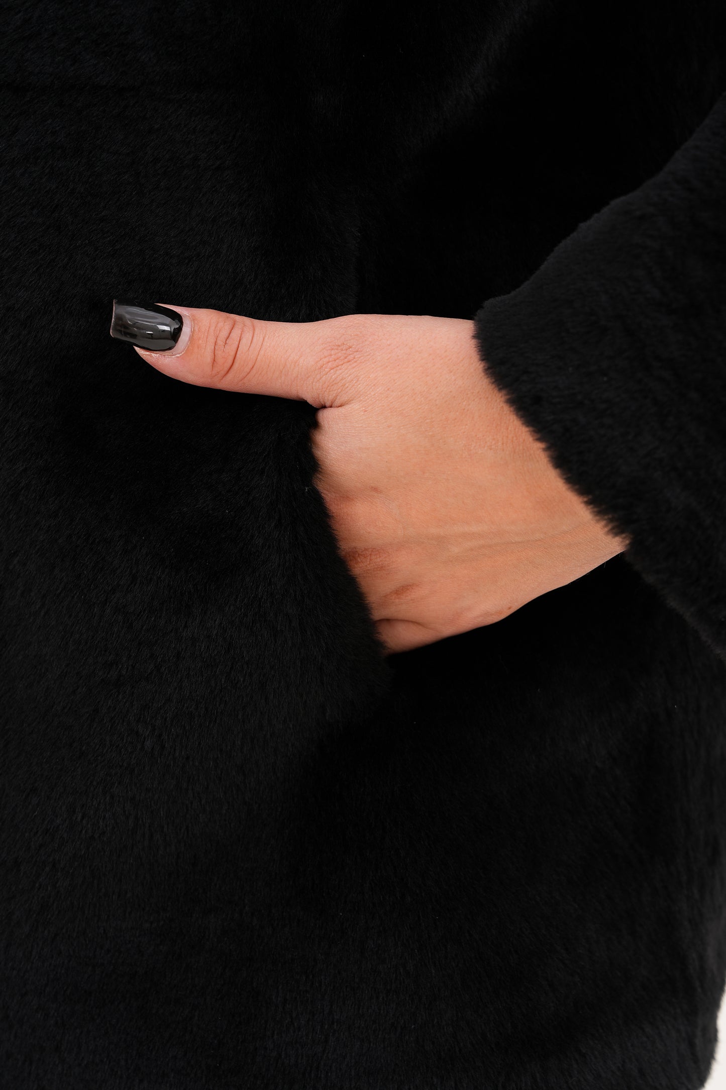 Chaqueta reversible de cuero y borreguillo Ava Black para mujer