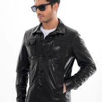 The Azzuro Black Leather Men Jacket