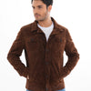 The Azzuro Suede Brown Leather Men Jacket