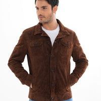 The Azzuro Suede Brown Leather Men Jacket