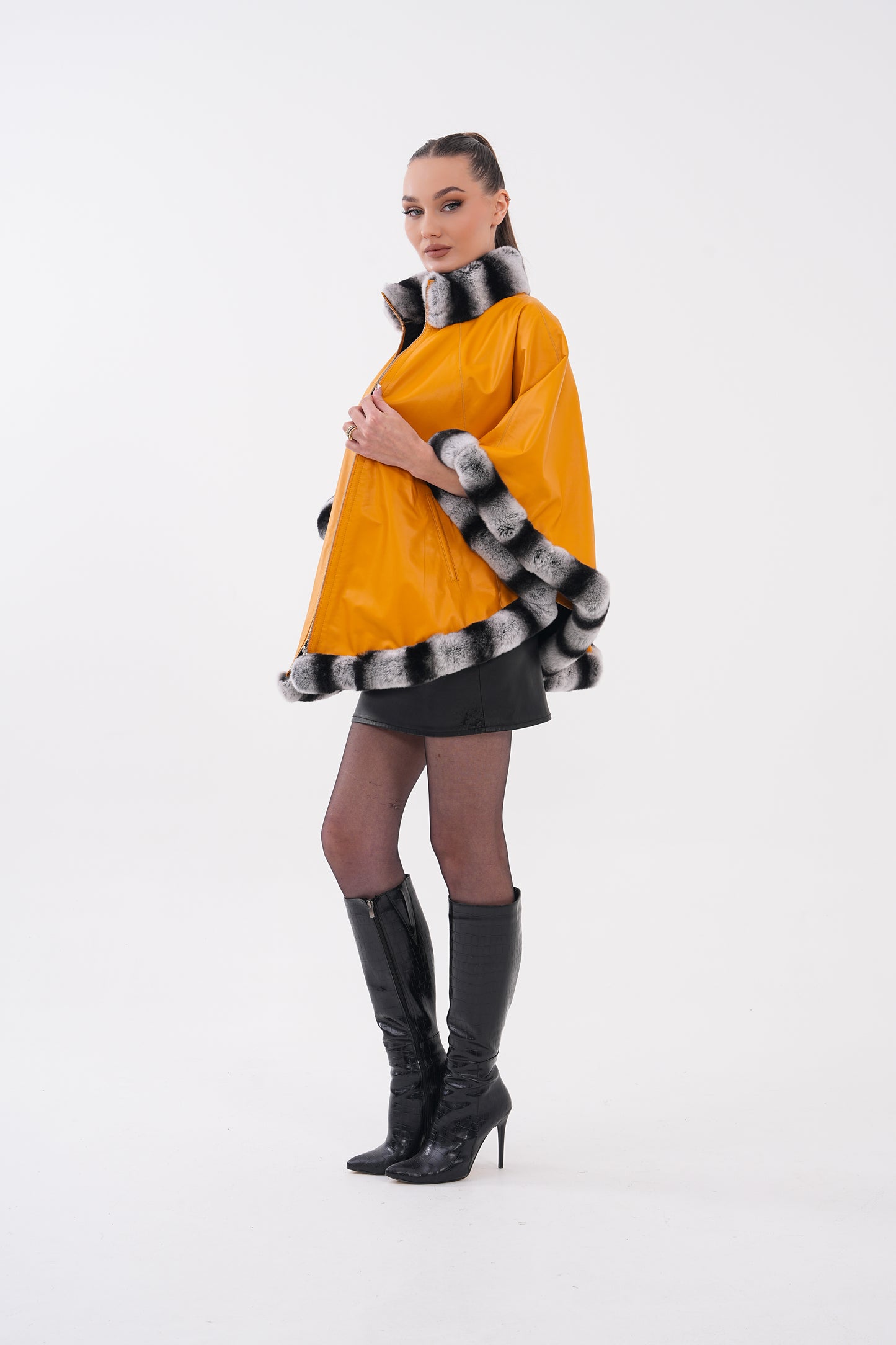 The Glacier Mustard Reversible Leather Women Jacket