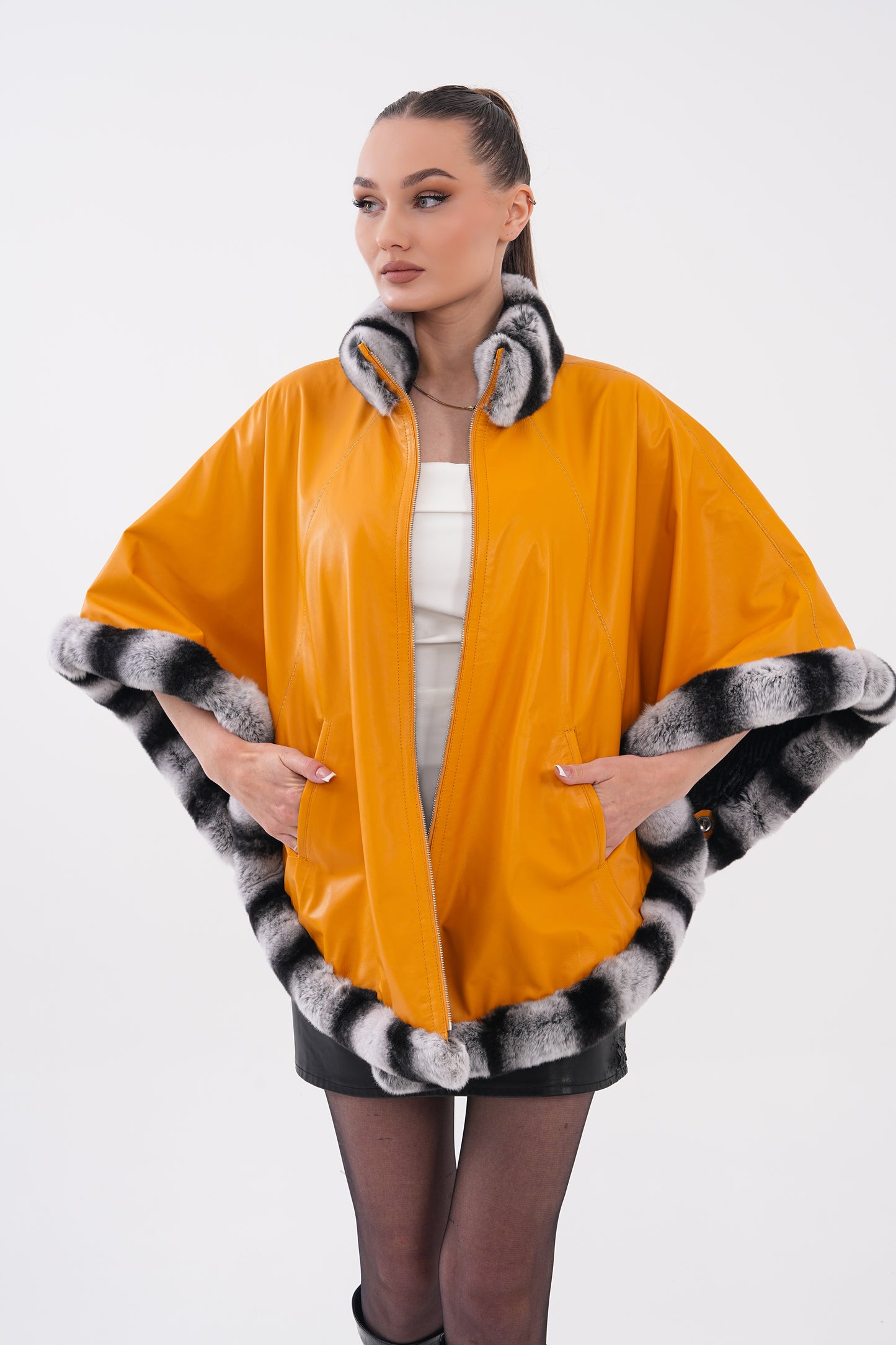 The Glacier Mustard Reversible Leather Women Jacket
