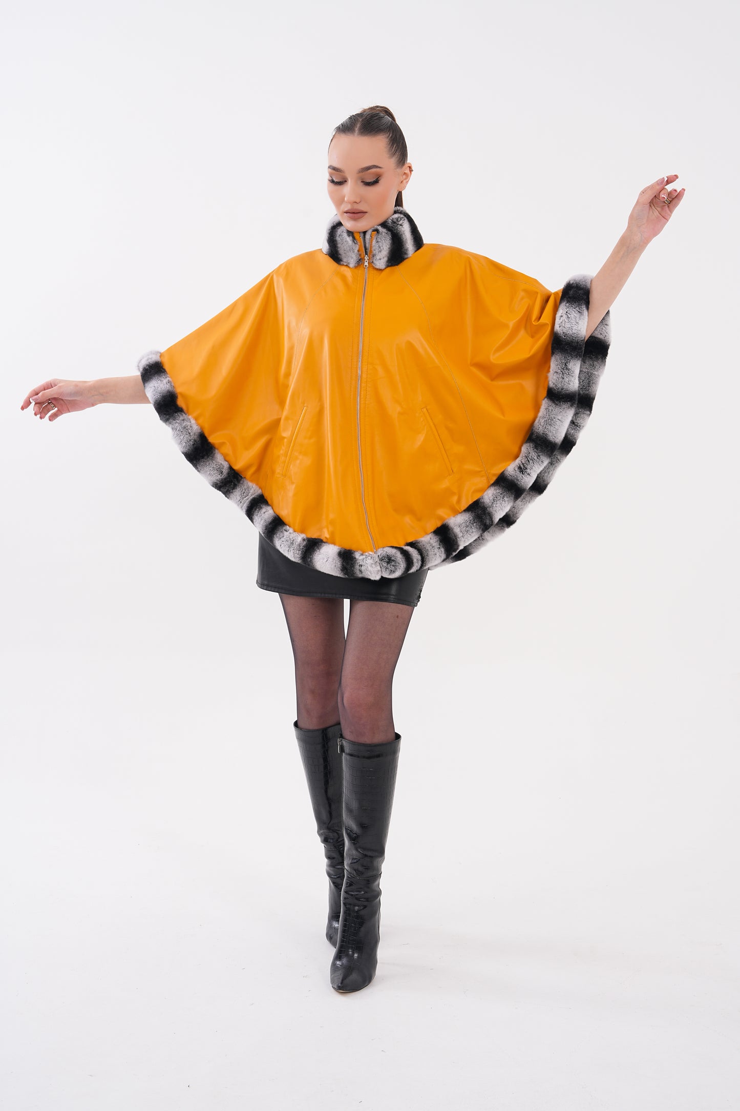 The Glacier Mustard Reversible Leather Women Jacket