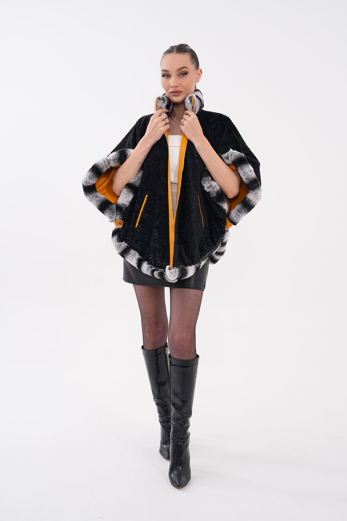 The Glacier Mustard Reversible Leather Women Jacket