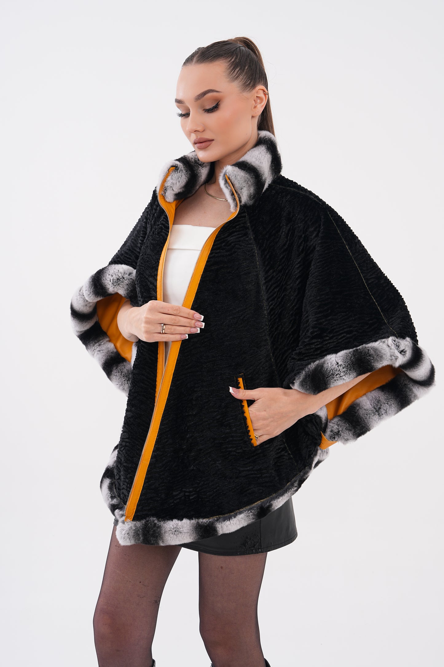 The Glacier Mustard Reversible Leather Women Jacket