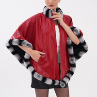 The Glacier Red Reversible Leather Women Jacket