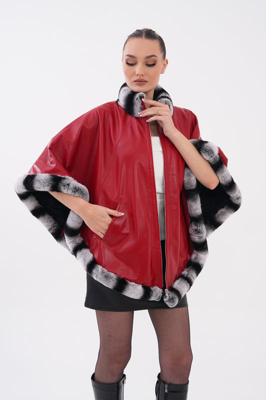 The Glacier Red Reversible Leather Women Jacket