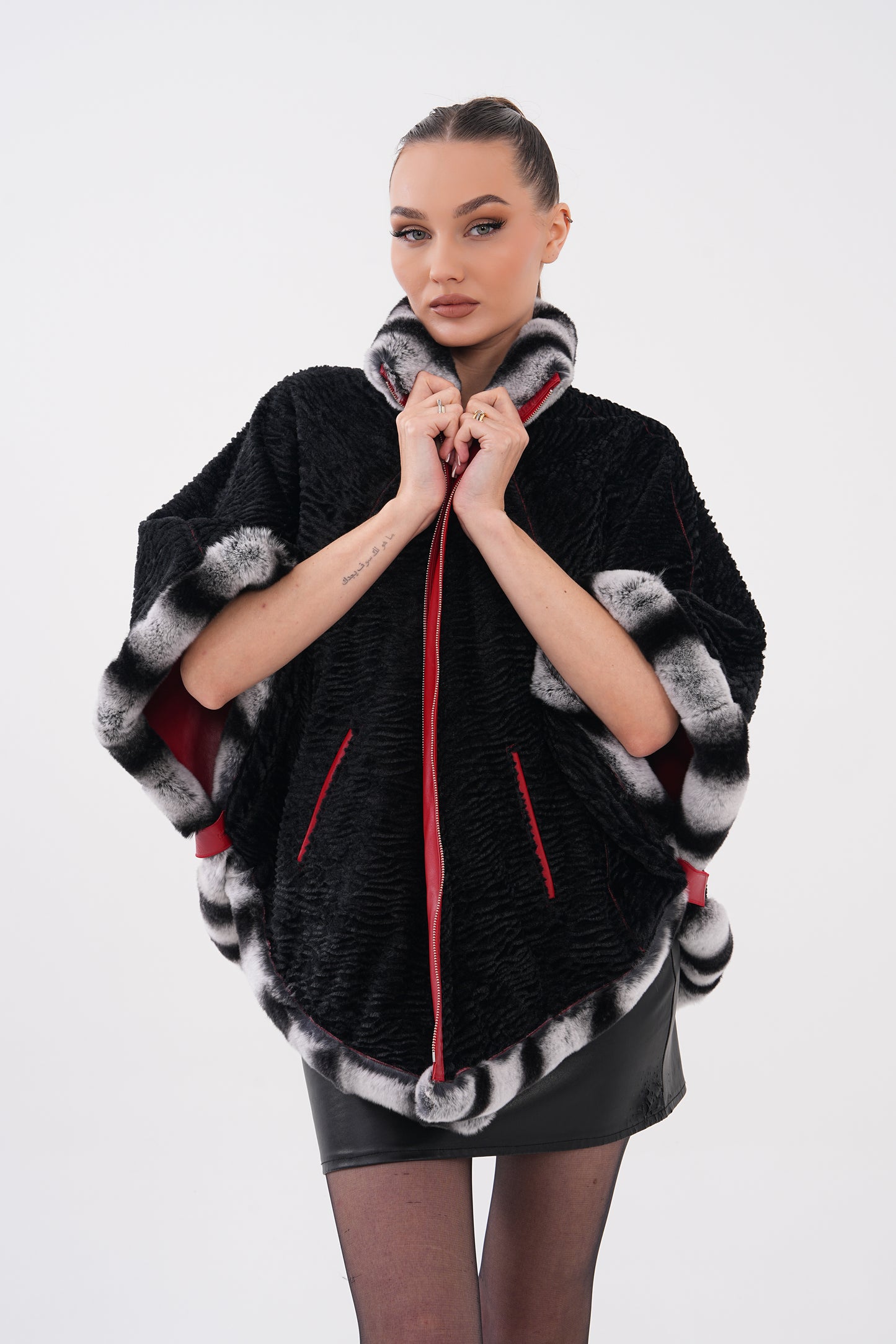 The Glacier Red Reversible Leather Women Jacket