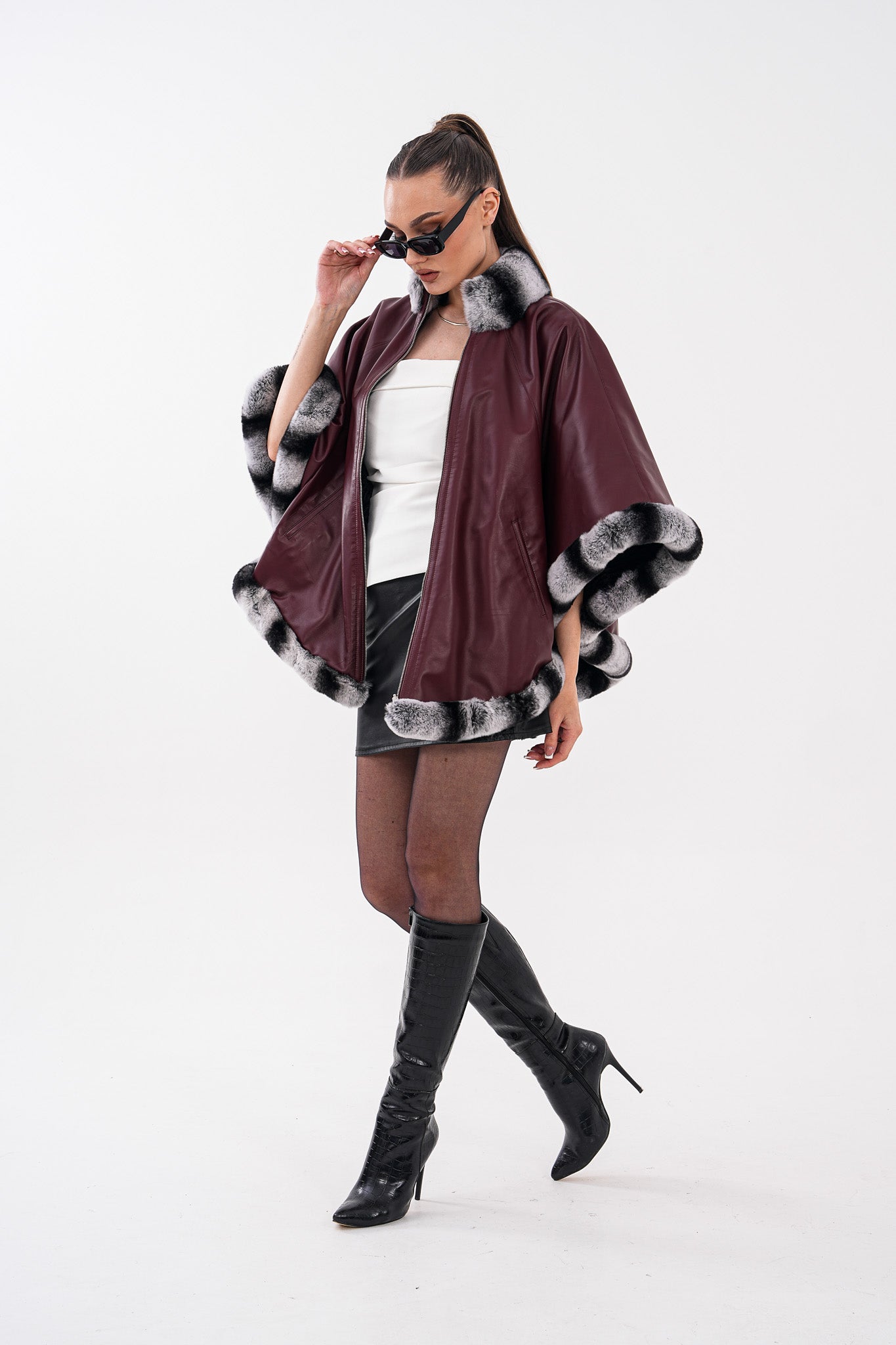 The Glacier Burgundy Reversible Leather Women Jacket