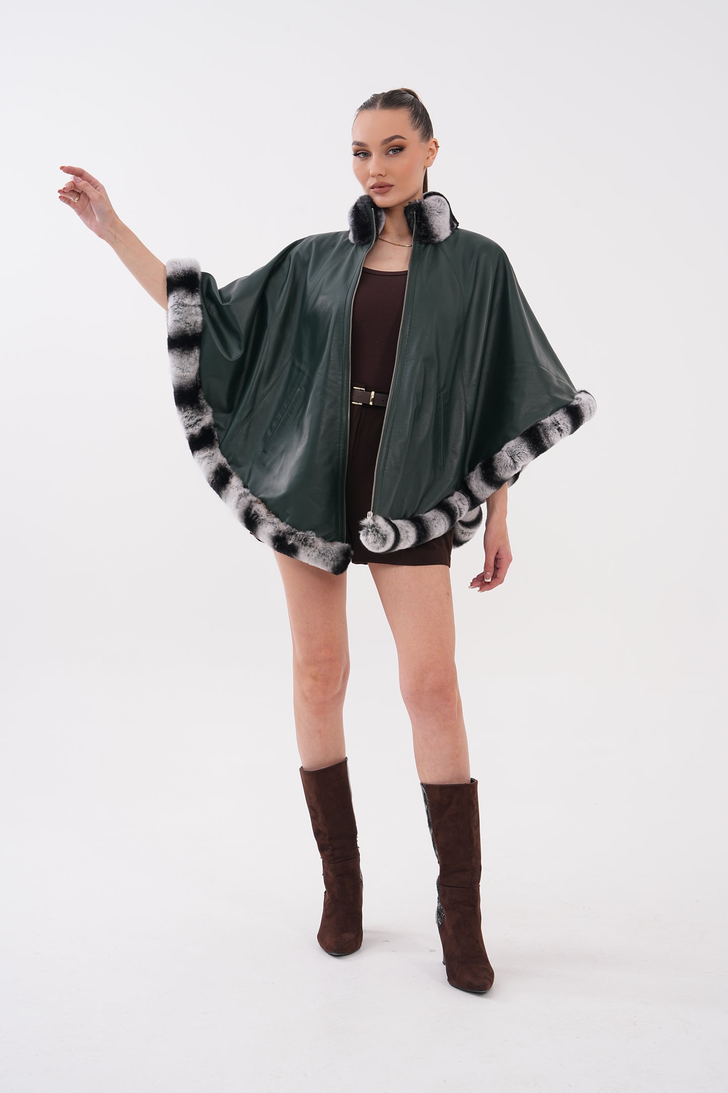 The Glacier Forest Green Reversible Leather Women Jacket