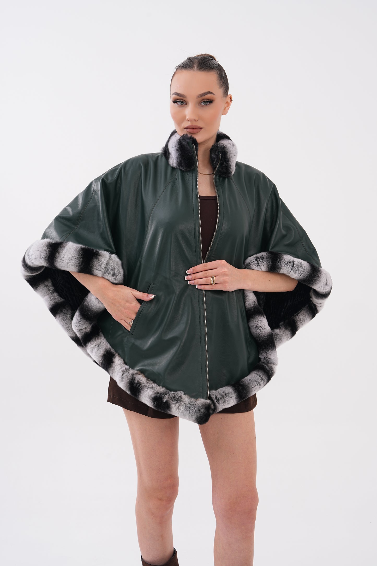 The Glacier Forest Green Reversible Leather Women Jacket